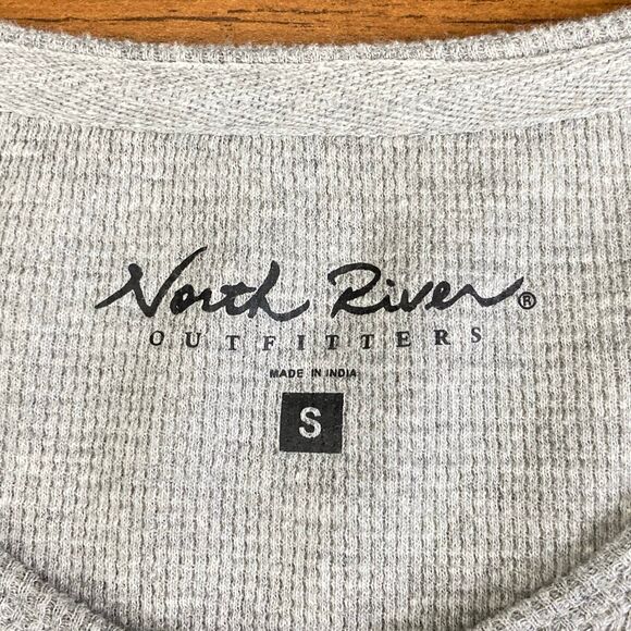 North Rivers Outfitters Sz Small Thermal Top Gray Half Button Shirt Babydoll - Picture 2 of 8